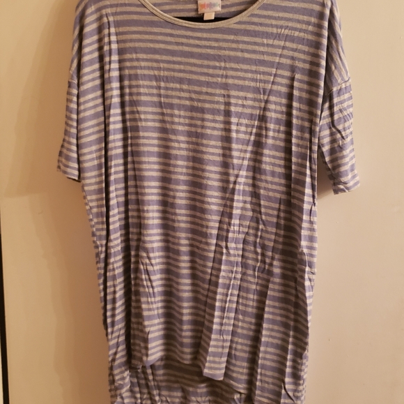LuLaRoe Irma XXS blue and Grey stripe - Picture 2 of 2